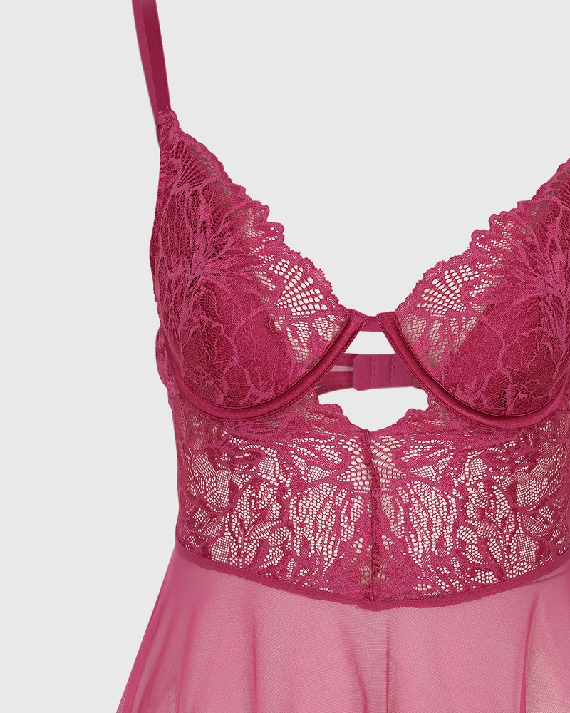 La Senza La Senza Sexy Sleep Cupped Babydoll Mesh Lingerie