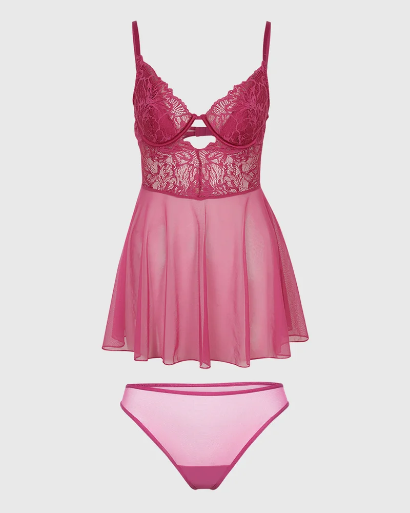 La Senza La Senza Sexy Sleep Cupped Babydoll Mesh Lingerie