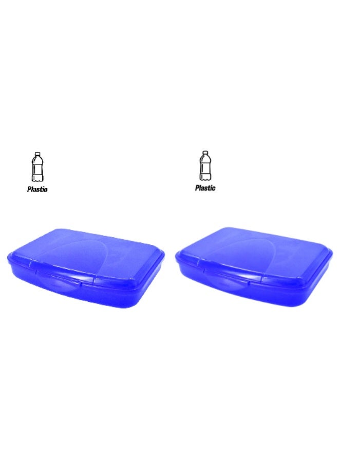 ريفال Pack of 2 Sandwich Snack Box – Compact & Durable Blue Lunch Box for Kids and Adults, 15x20x5cm - Image 2