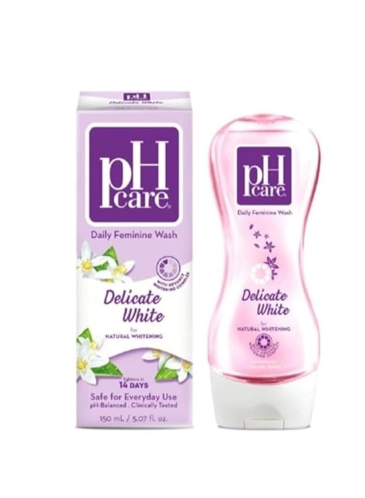 Ph Care Daily Feminine Wash Delicate White - With Advance Whitening Complex - Lightens Skin in 14 Days - Safe for Everyday Use - pH-Balanced & Clinically Tested - 150ml - Image 1