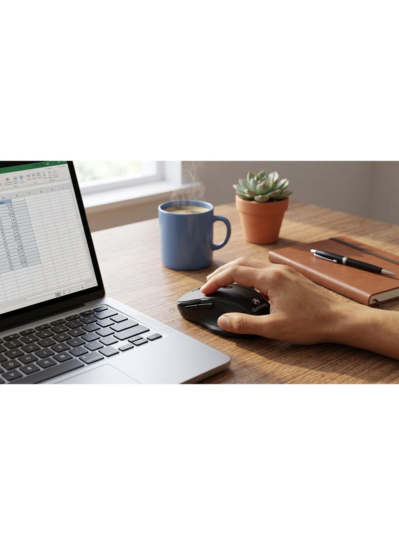 جيت واي ماوس لاسلكي من جيت واي – 2.4GHz – 6 أزرار – يعمل بالبطارية – توفير الطاقة – تتبع سلس – مدى 10 متر – لون أسود - Image 4