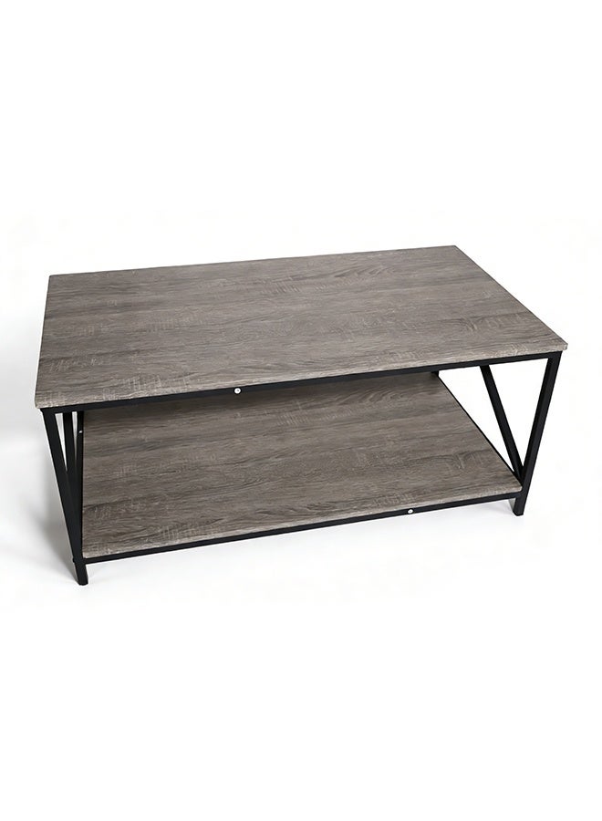 Migue home Modern Two Tier Coffee Table for Living Room, Easy Assembly, 100cm L x 55cm W x 45cm H, Washed Grey Color - Image 3