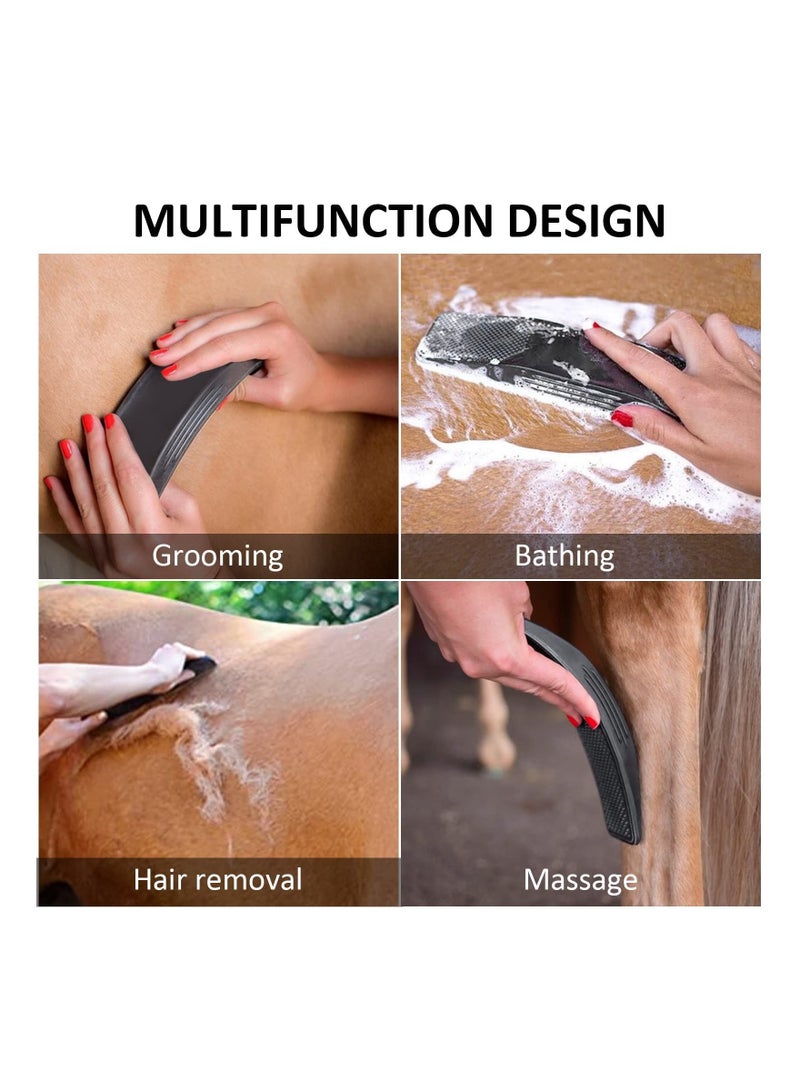 KASTWAVE 6-in-1 Horse Hair Brush Pet Grooming Brush, Shedding Grooming Massage Brush Multi-Functional Horses Hair Removal Beauty Brush Tool(Black)  - Image 2