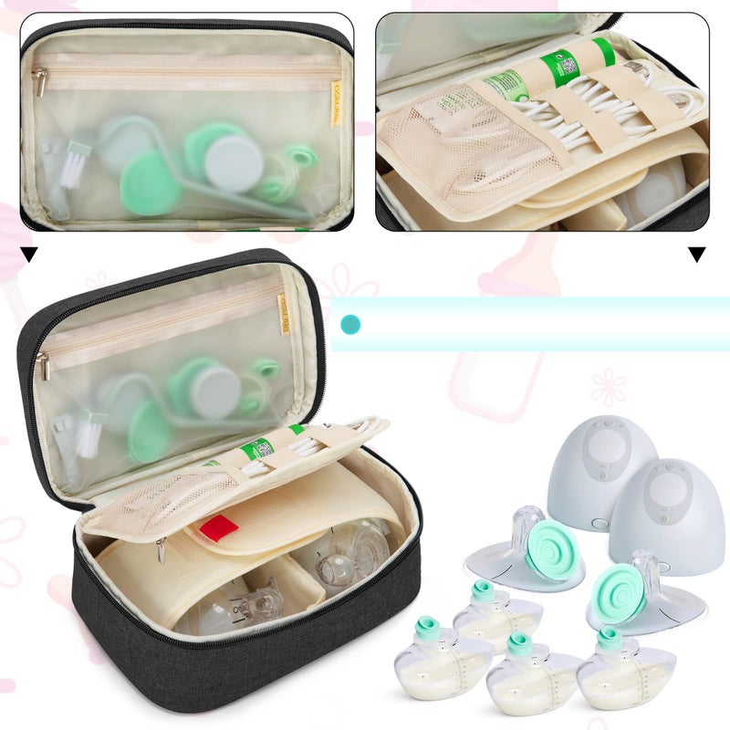 BAFASO Wearable Breast Pump Bag Compatible with Elvie and Momcozy Breast Pump, Case for Wearable Breast Pump and Extra Parts (Patent Pending), Black - Image 2