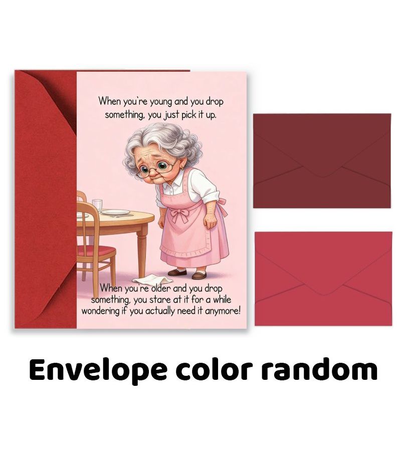 Funny Old Lady Birthday Card With Envelope For Any Occasion 1pc - Image 3