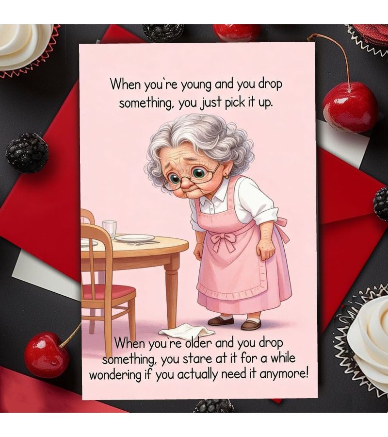 Funny Old Lady Birthday Card With Envelope For Any Occasion 1pc - Image 1