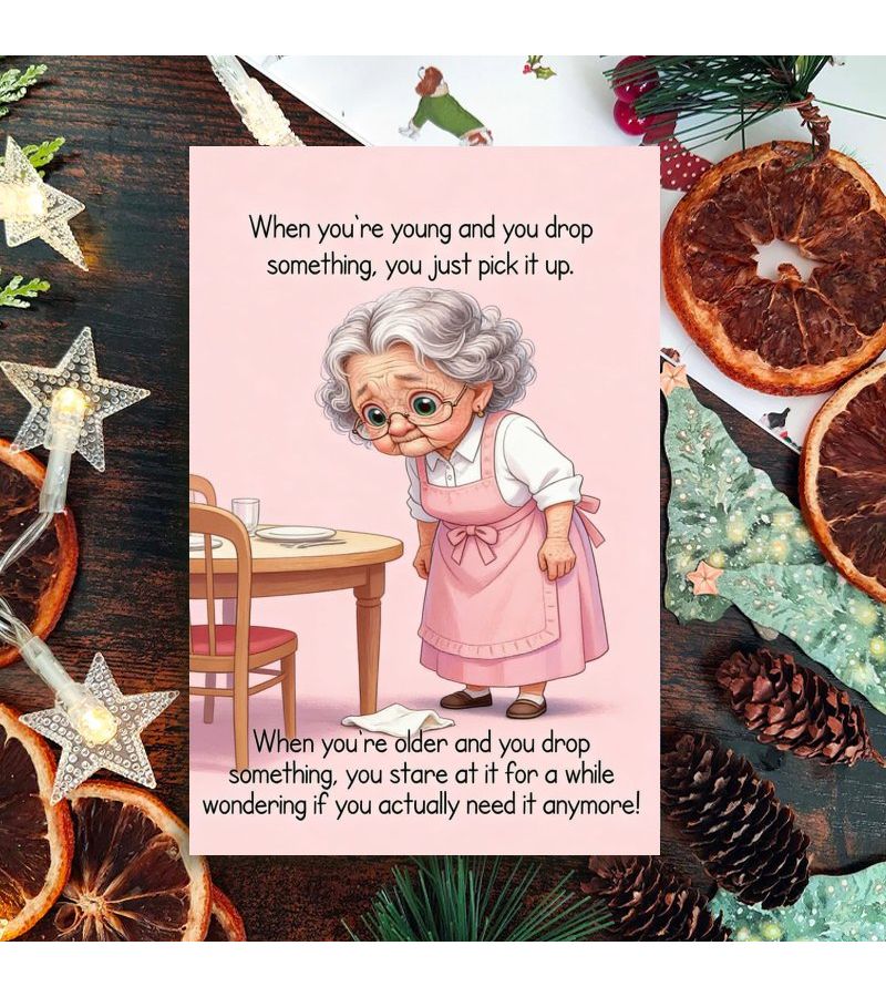 Funny Old Lady Birthday Card With Envelope For Any Occasion 1pc - Image 5