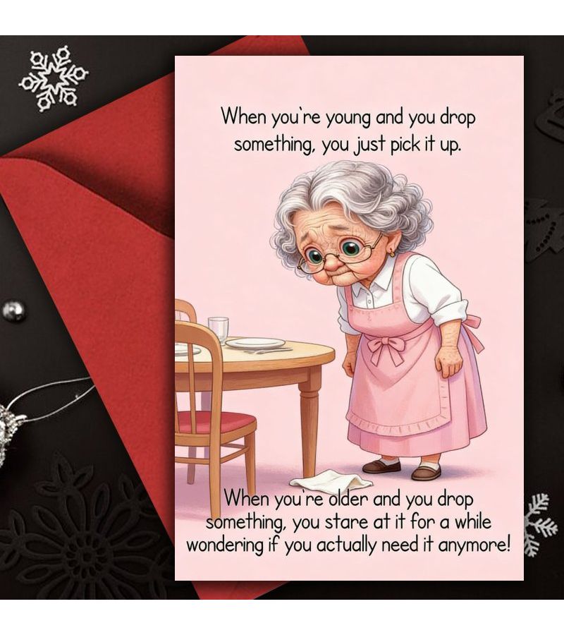 Funny Old Lady Birthday Card With Envelope For Any Occasion 1pc - Image 4