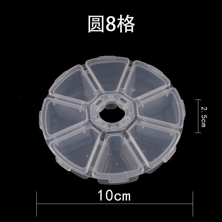 Generic Home Clear Plastic Covered Storage Box for Accessories Round 8-compartment storage box