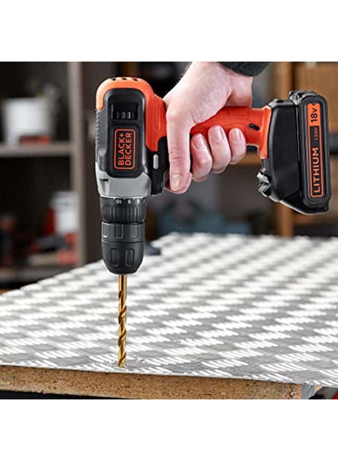 BLACK+DECKER 18V 1.5Ah Li-Ion Cordless Drill Driver for Wood Drilling & Screwdriving/Fastening, Orange/Black - BCD001C1-GB, 2 Years Warranty Orange/Black - Image 3