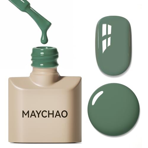 MAYCHAO 15ML Sage Green Gel Nail Polish 1Pc Green Gel Polish Soak Off UV LED Nail Polish Nail Art Starter Manicure Salon DIY at Home, 0.5 OZ - Image 1