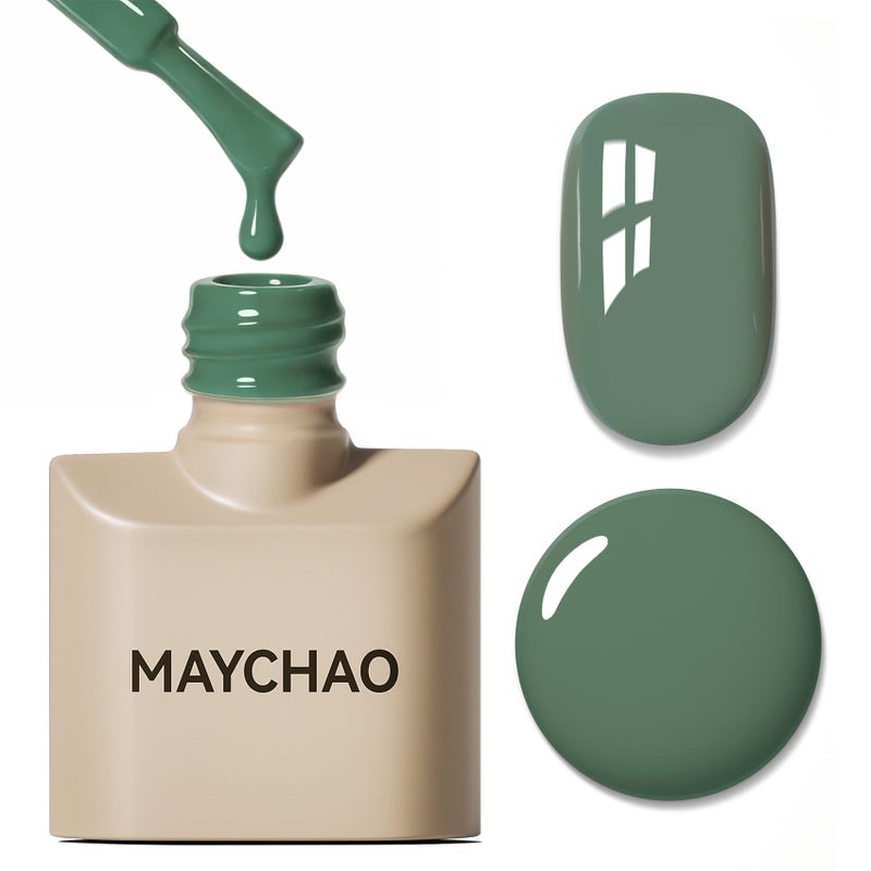 MAYCHAO 15ML Sage Green Gel Nail Polish 1Pc Green Gel Polish Soak Off UV LED Nail Polish Nail Art Starter Manicure Salon DIY at Home, 0.5 OZ - Image 2