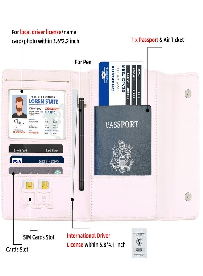 WALNEW Passport Holder for Travel, RFID Blocking Passport Book Wallet Cover Case, PU Leather Travel Essentials Accessories Document Holder, Pink - Image 3