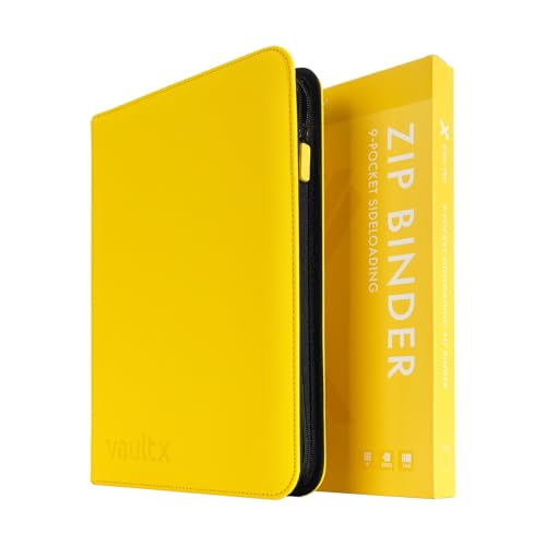 Vault X 9 Pocket Zip Binder, 360 Cards, Exo-Tec Material, 20 Side-Loading Pages (Yellow) - Image 1