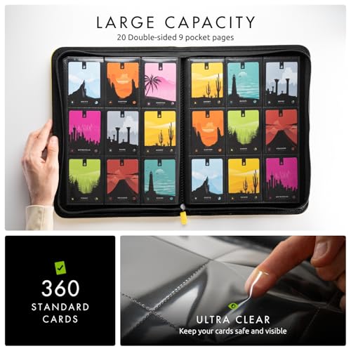 Vault X 9 Pocket Zip Binder, 360 Cards, Exo-Tec Material, 20 Side-Loading Pages (Yellow) - Image 4
