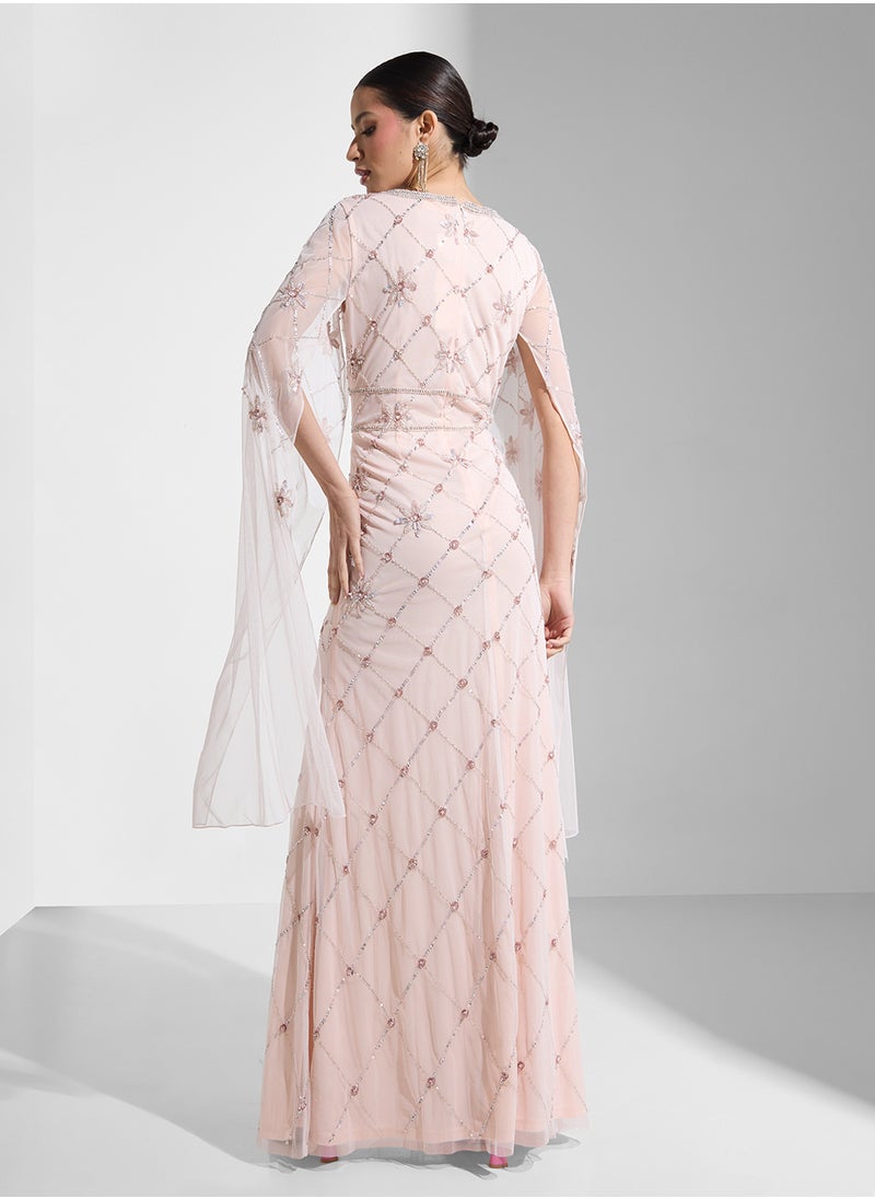 Namshi x Embellished Dress With Exaggerated Sleeves  - Image 2