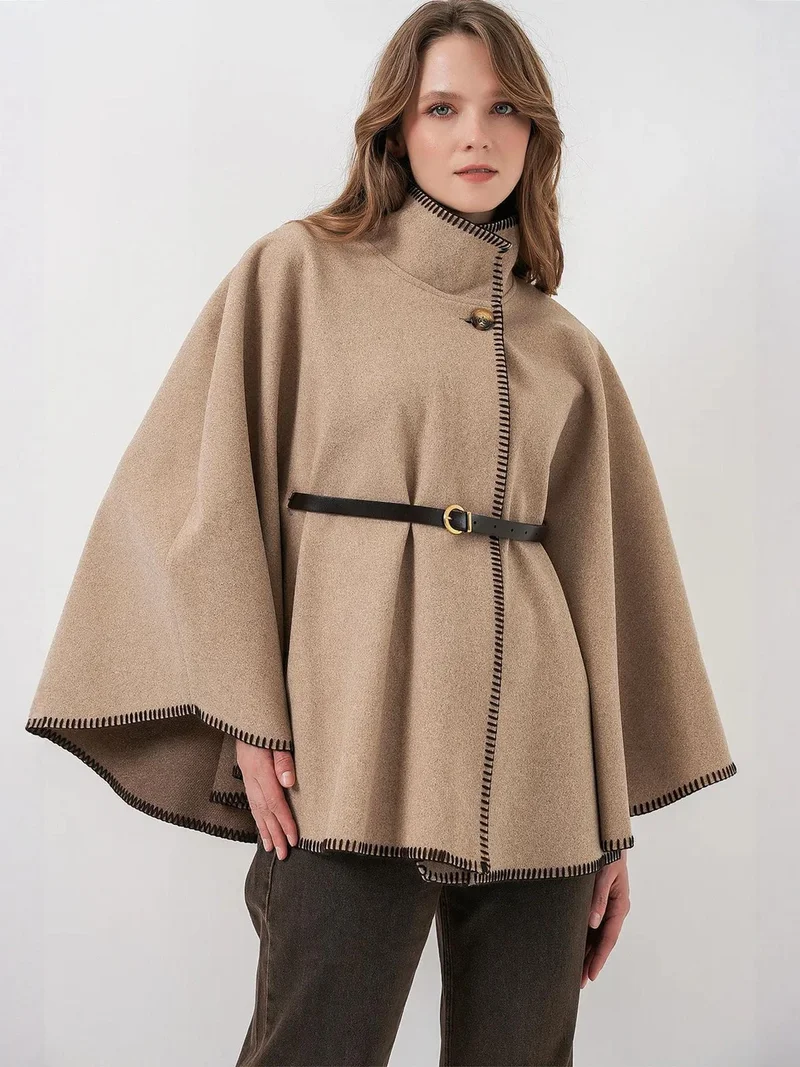 بيغ دارت BDART Topstitch Detailed Belted Poncho
