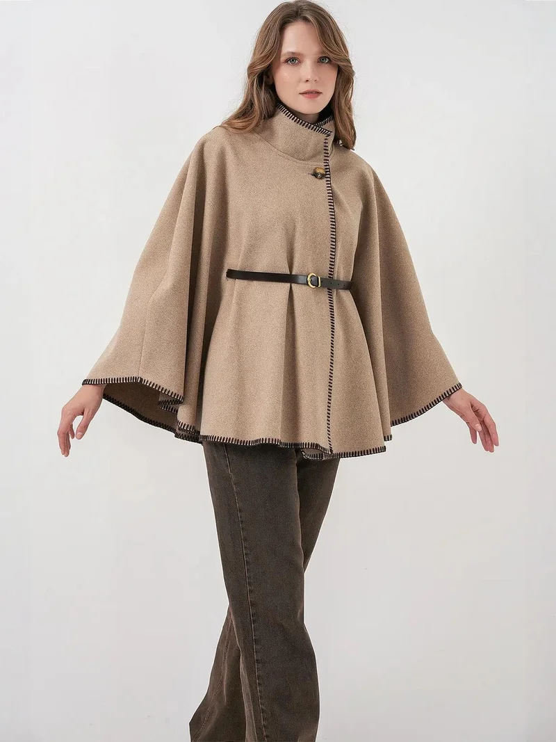 بيغ دارت BDART Topstitch Detailed Belted Poncho