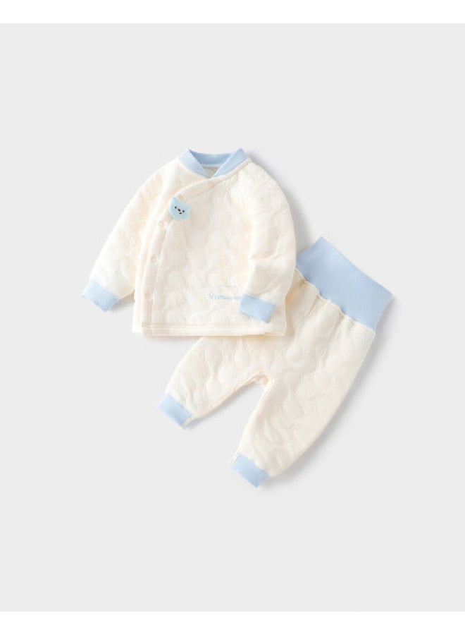 YISHUANGER Autumn And Winter Baby Boy Thermal Underwear Cotton-padded Newborn Children's Homewear Pajamas Warm Set Infant High-waist Belly Protection Pants - Image 1