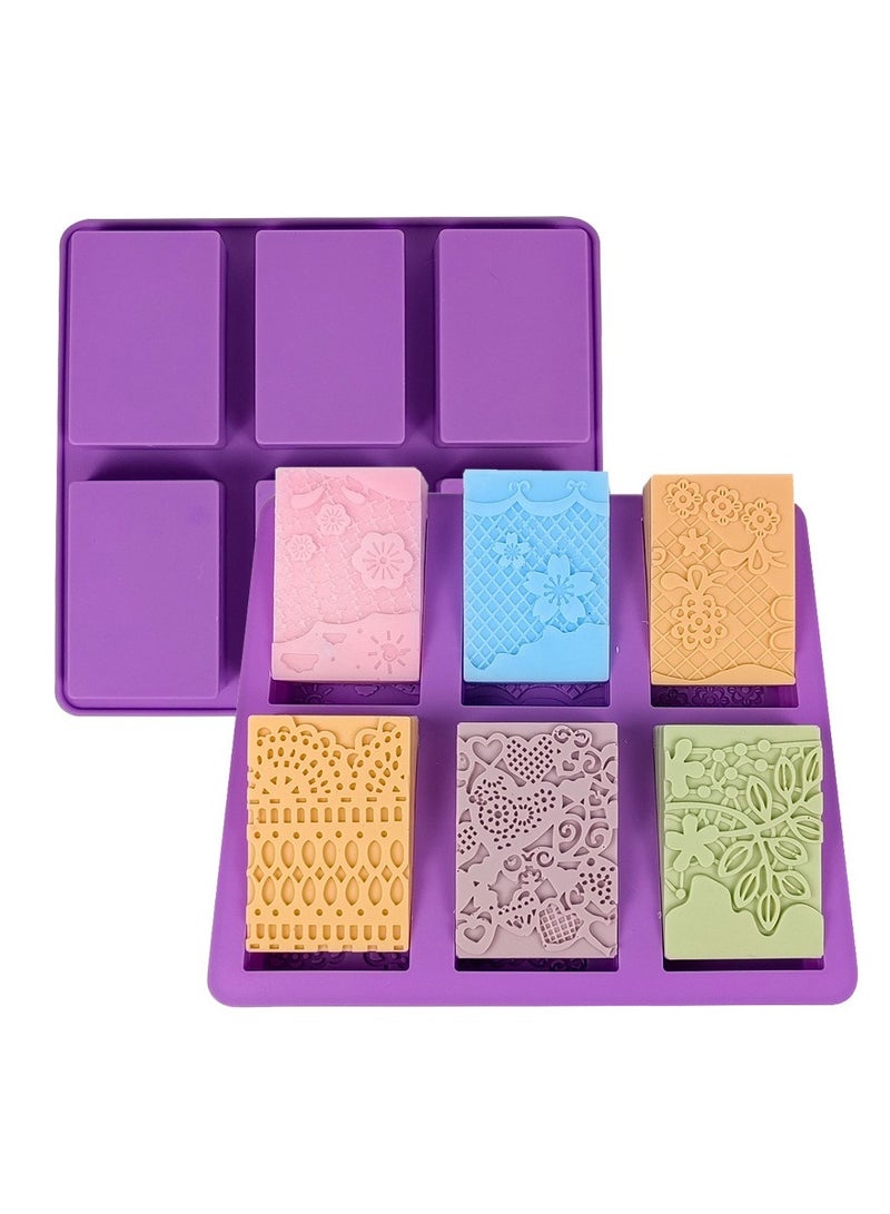 Lace Pattern Soap Silicone Mold Rectangle Mixed Flower Lotion Bar Making Supplies Handmade Embossed Cake Mooncake Accessories - Image 1