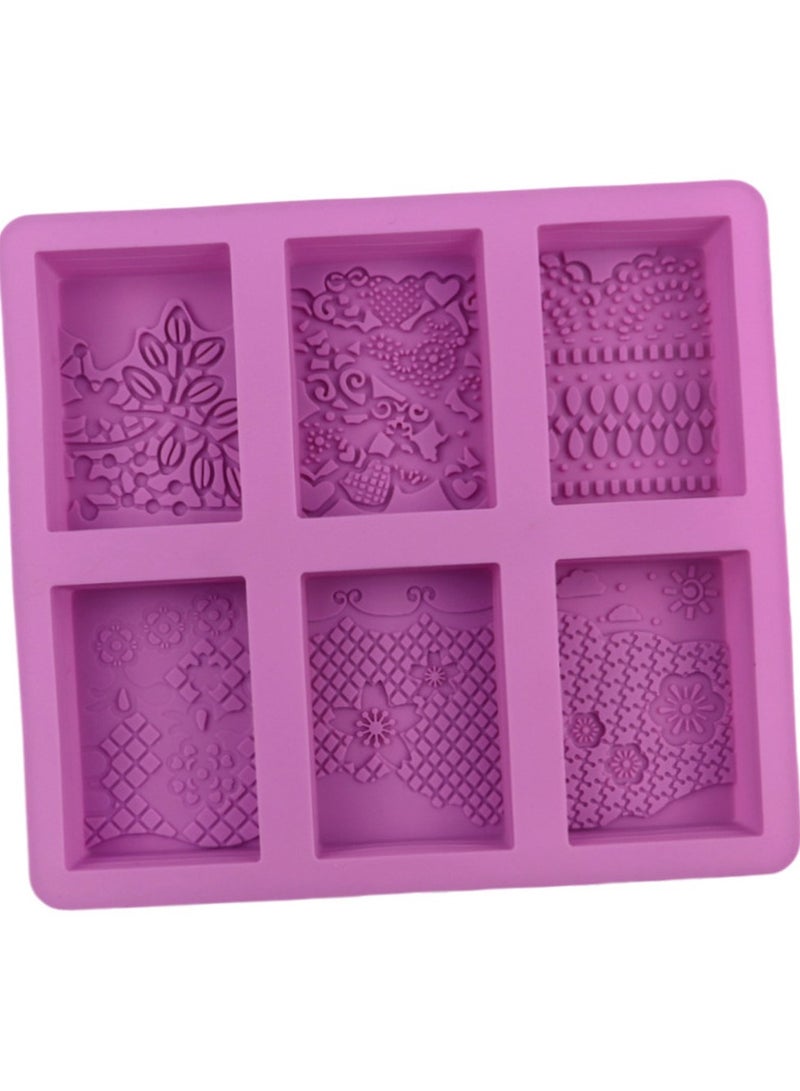 Lace Pattern Soap Silicone Mold Rectangle Mixed Flower Lotion Bar Making Supplies Handmade Embossed Cake Mooncake Accessories - Image 2