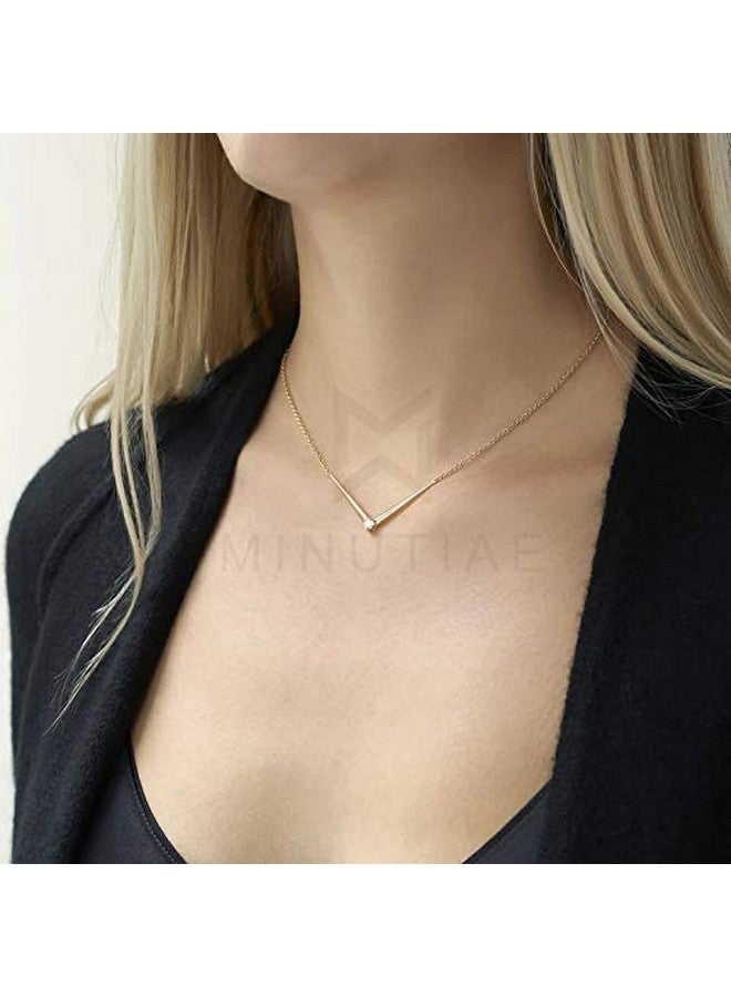 minutiae MINUTIAE 14K Gold Plated Single Diamond Pendant Necklace/Solitare Pendant/Austrian Cubic Zirconia Pendant For Women And Girls With Extendable Chain (Gold)  - Image 3