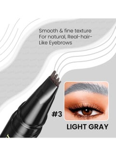 Kanza Liquid Eyebrow Pencil #03 Light Gray Waterproof Long Lasting Brow Pencil with 4 Tip Microblade Eyebrow Pen Long Lasting 4 Fork Liquid Smudge Proof Eyebrow Pencil Natural Eye Brow Pencil  - Image 2