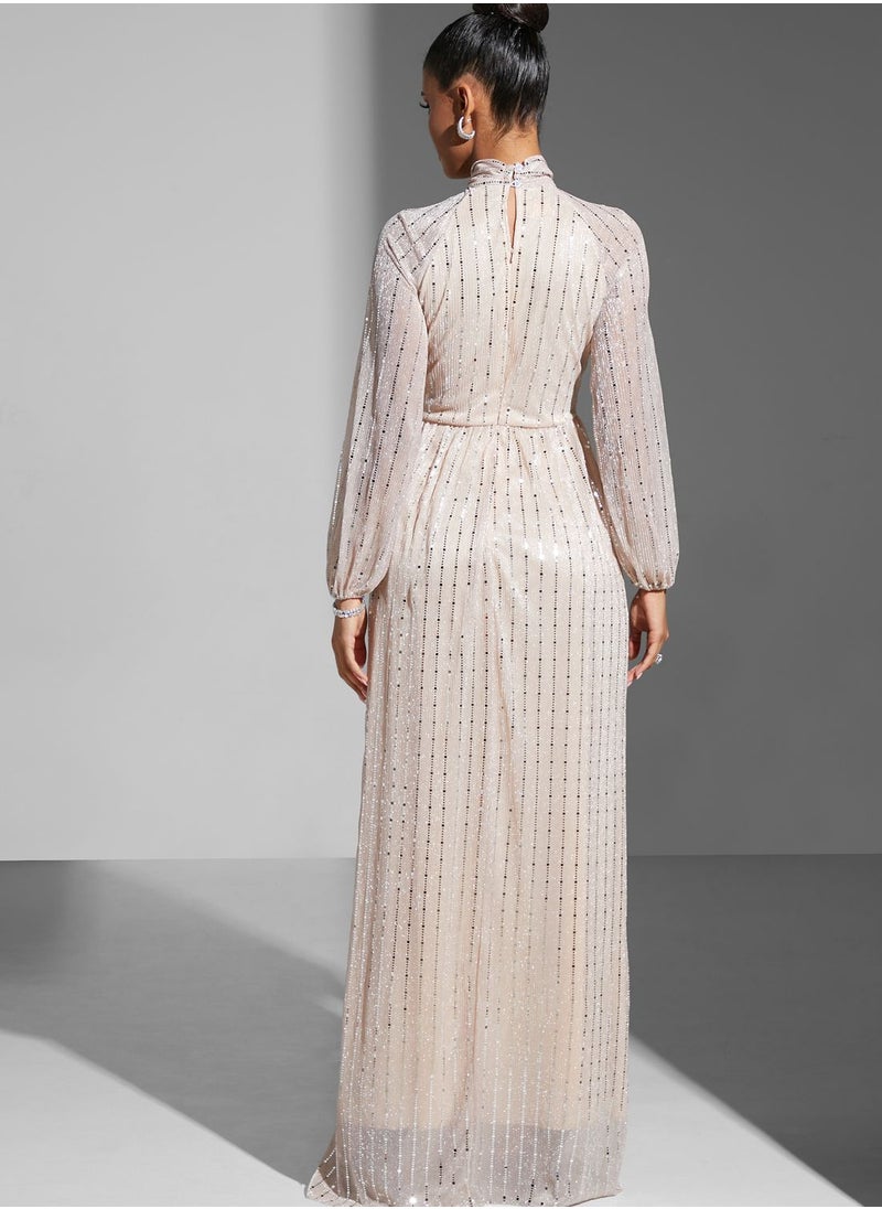Namshi x - Zena Louay Shimmer Twist Front Gown - Image 1