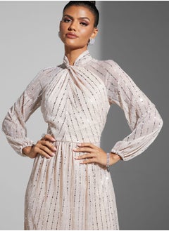 Namshi x Zena Louay Shimmer Twist Front Gown  - Image 3