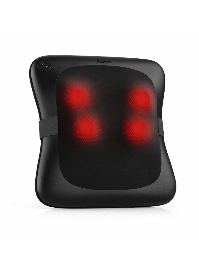 Nekteck Back Massager with Heat, Shiatsu Massage Cushion for Lower Back, Lumbar Support Massage Pillow, 4 Kneading Nodes, 3 Speeds, 60s Auto Reverse, 15-Min Timer, for Office and Home - Image 1