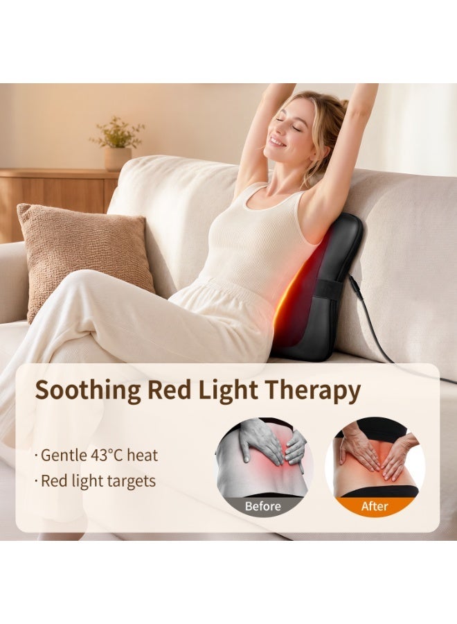 Nekteck Back Massager with Heat, Shiatsu Massage Cushion for Lower Back, Lumbar Support Massage Pillow, 4 Kneading Nodes, 3 Speeds, 60s Auto Reverse, 15-Min Timer, for Office and Home - Image 4