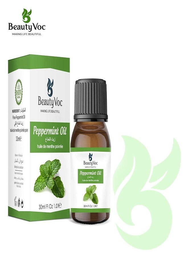 BEAUTY VOC Pure Peppermint Oil Extracted from Peppermint Leaves with Menthol and Antioxidants a Natural Boost for Skin, Hair and Senses, 30ml  - Image 1