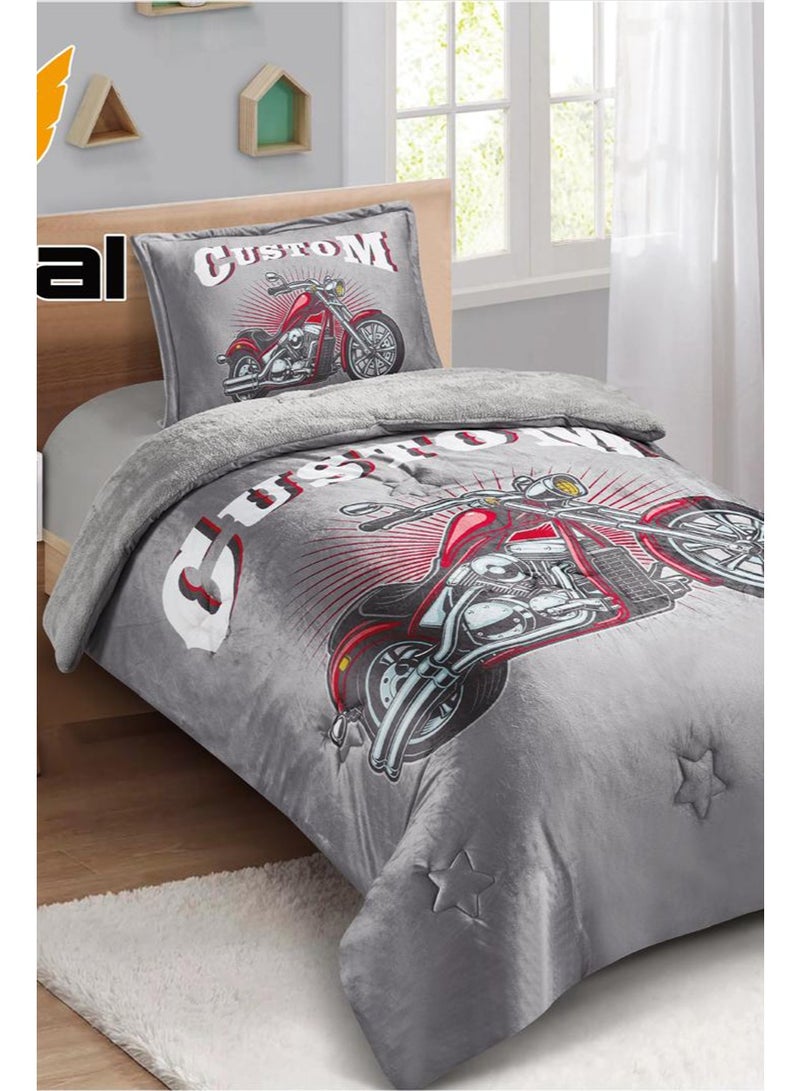 Miral Luxury Winter Comforter Set, Soft Velvet Face & Warm Fur Face, 3 Pcs - Cartoon Prints - Duvet Size 160x210 cm - Image 2