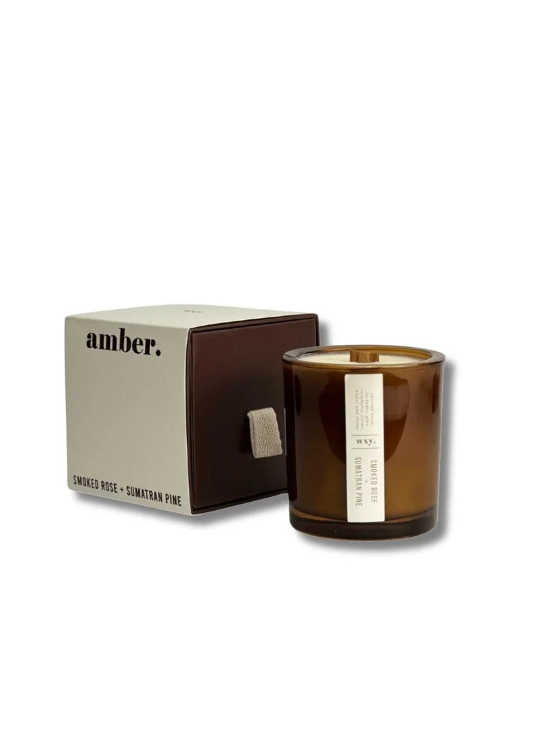 دبليو اكس واي شمعة أمبر صغيرة – الورد المدخن وصنوبر