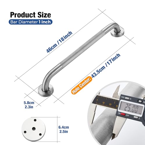 HomeExpert Grab Bars for Shower 2 Pack 18Inch Stainless Steel AntiSlip Safety Shower Handle for Elderly Bathroom Wall Support Handicap Handicap Grab Bars for Seniors Brushed Nickel - Image 3