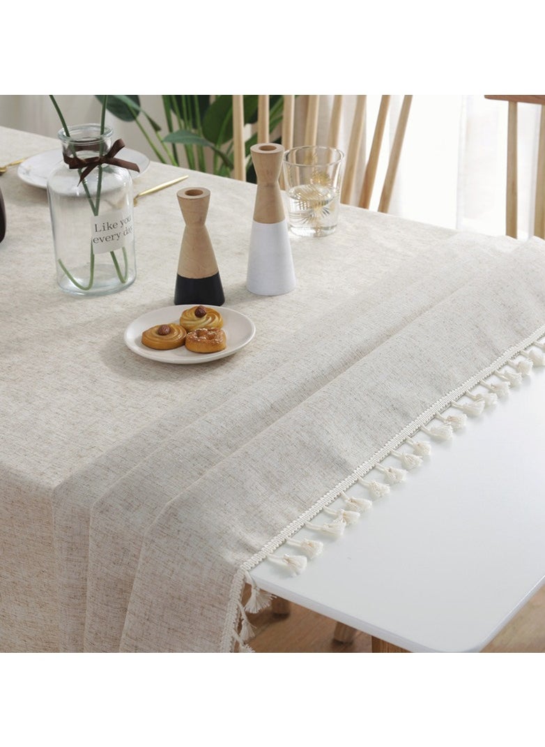 DUNISO - Tablecloth for Tables Tassel Cotton Linen Waterproof Spill proof Wrinkle Tablecloth Kitchen Dinning Tabletop Decoration 140*180cm - Image 1
