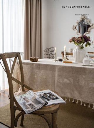 Tablecloth for Tables Tassel Cotton Linen Waterproof Spill proof Wrinkle Tablecloth Kitchen Dinning Tabletop Decoration 140*180cm - view 4
