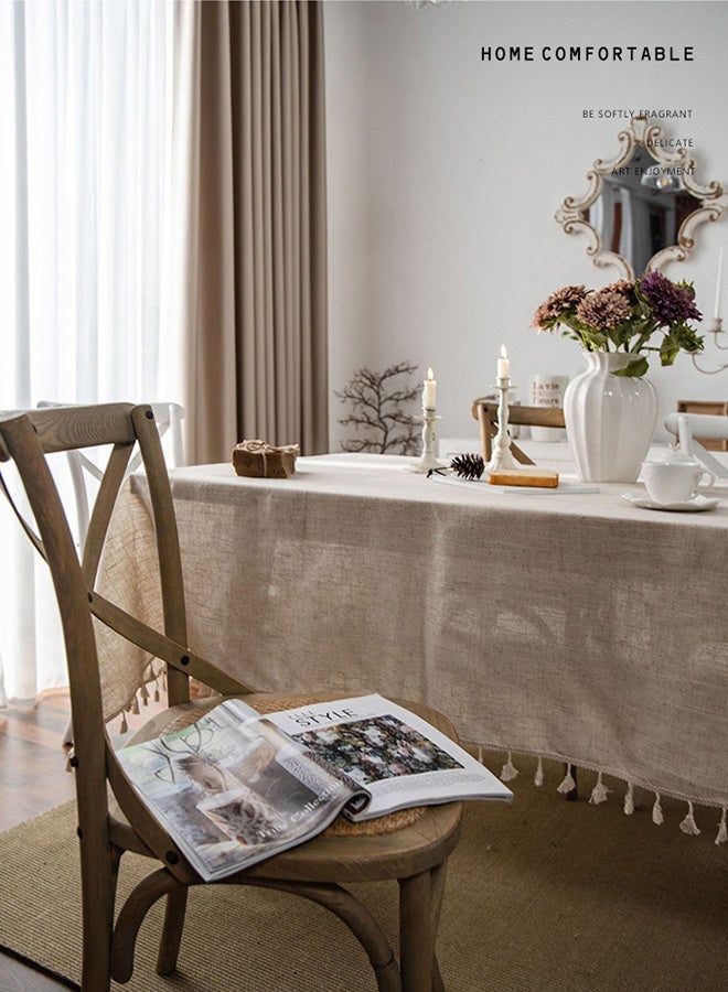 DUNISO Tablecloth for Tables Tassel Cotton Linen Waterproof Spill proof Wrinkle Tablecloth Kitchen Dinning Tabletop Decoration 140*180cm - Image 4