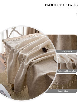 Tablecloth for Tables Tassel Cotton Linen Waterproof Spill proof Wrinkle Tablecloth Kitchen Dinning Tabletop Decoration 140*180cm - view 3