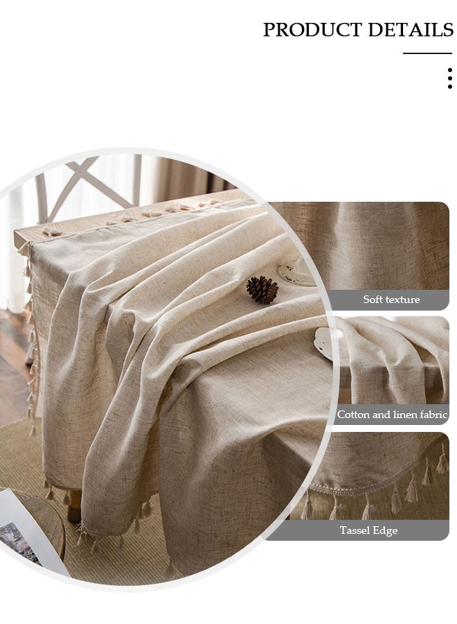 DUNISO Tablecloth for Tables Tassel Cotton Linen Waterproof Spill proof Wrinkle Tablecloth Kitchen Dinning Tabletop Decoration 140*180cm - Image 3