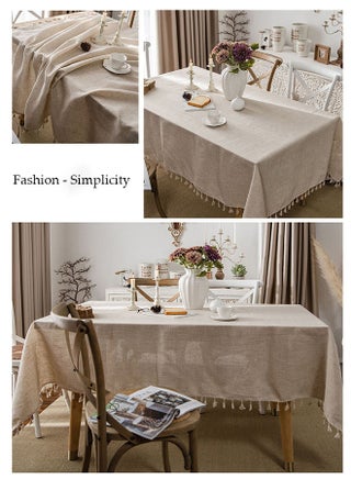 Tablecloth for Tables Tassel Cotton Linen Waterproof Spill proof Wrinkle Tablecloth Kitchen Dinning Tabletop Decoration 140*180cm - view 5