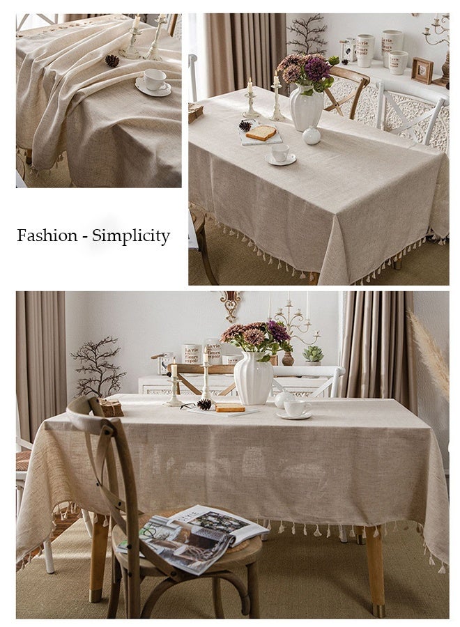 DUNISO Tablecloth for Tables Tassel Cotton Linen Waterproof Spill proof Wrinkle Tablecloth Kitchen Dinning Tabletop Decoration 140*180cm - Image 5