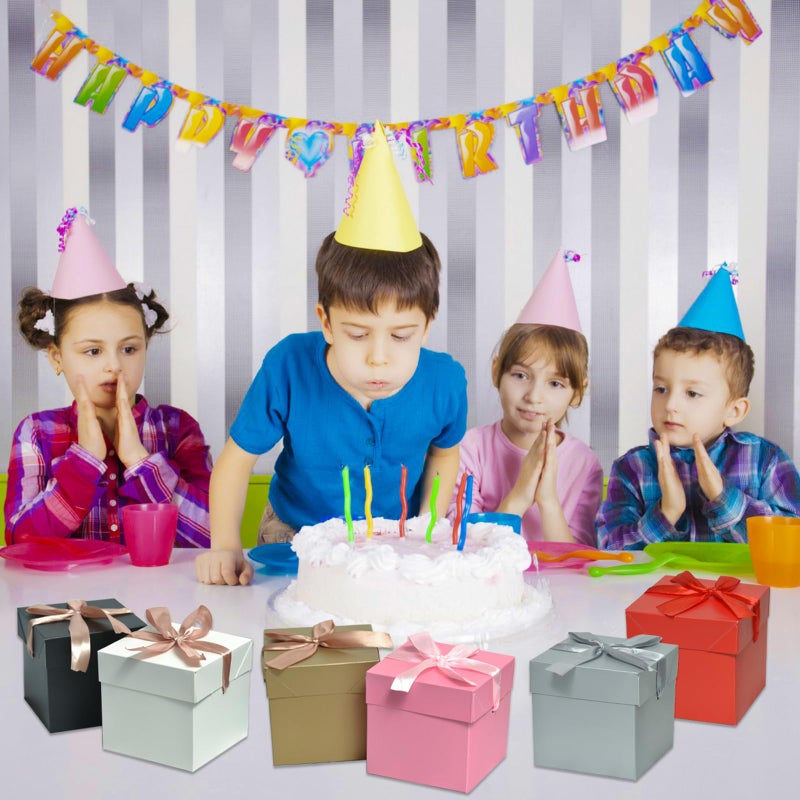 GP SUP 12 Pcs Mixed Color Gift Boxes with Lids, 6 Color Squared Boxes for Birthday Wedding Party (Multicolor, 4x4x4 Inch) - Image 2
