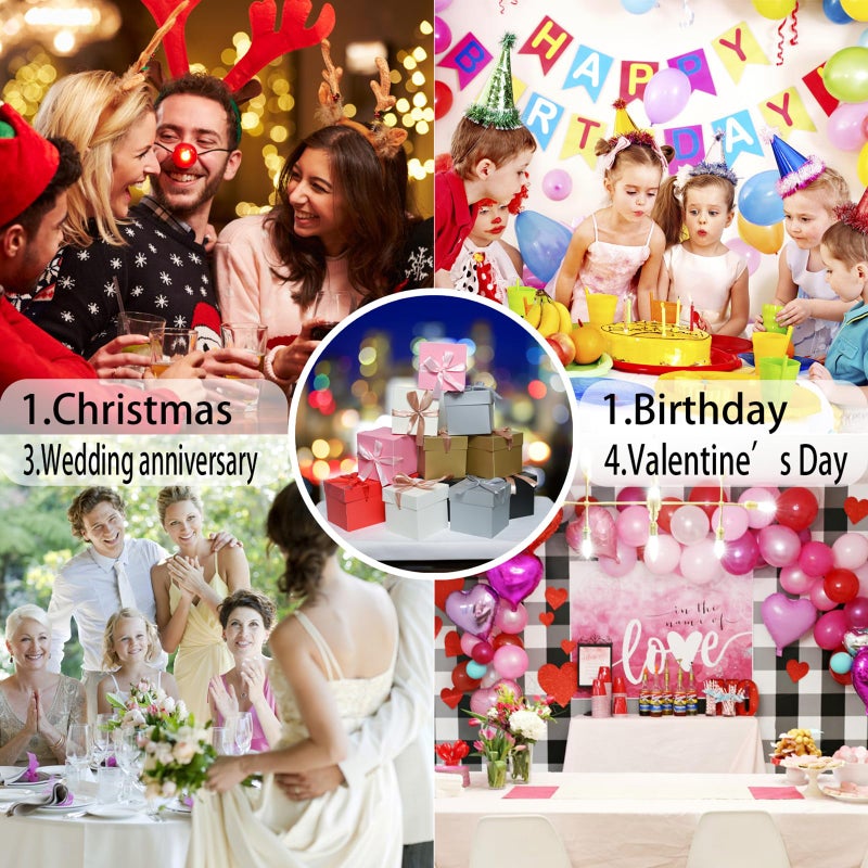 GP SUP 12 Pcs Mixed Color Gift Boxes with Lids, 6 Color Squared Boxes for Birthday Wedding Party (Multicolor, 4x4x4 Inch) - Image 4