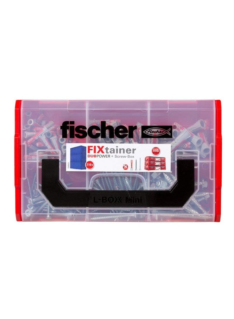 Fischer FIXTAINER - DUOPOWER Plugs + Screws Various Sizes 210Pcs