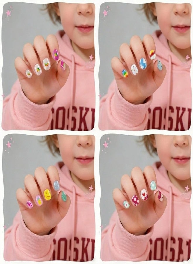 Plauva 192 Pieces Press on Nails for Kids, 8 Children Styles Fake Nails for Kids Teenager Girls 8-12 Years Full Cover Acrylic Press on Nails with Nail Glue and Adhesive Tabs - Image 4