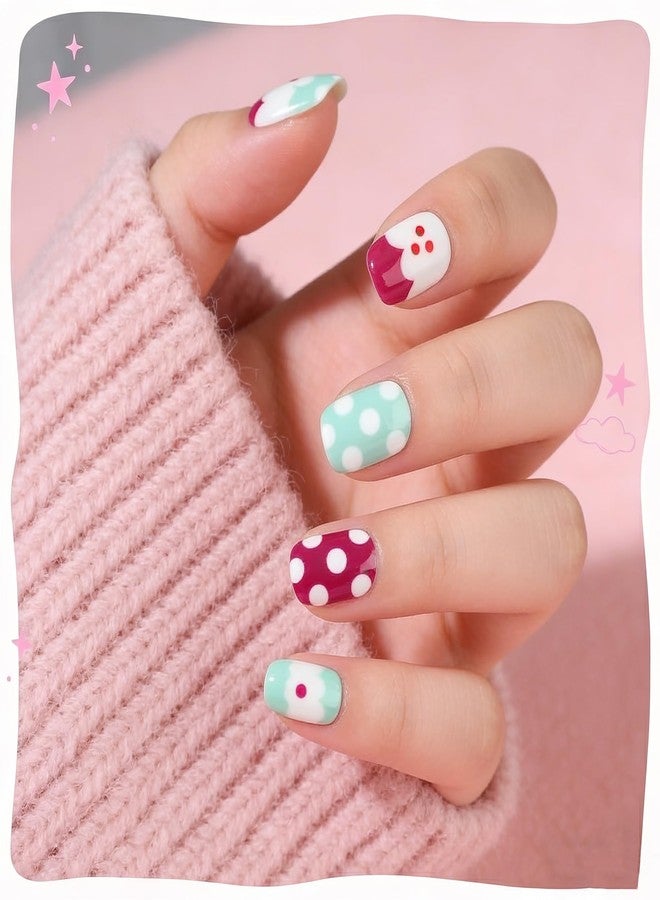 Plauva 192 Pieces Press on Nails for Kids, 8 Children Styles Fake Nails for Kids Teenager Girls 8-12 Years Full Cover Acrylic Press on Nails with Nail Glue and Adhesive Tabs - Image 5