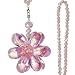 Chiorgone Pink Crystal Flower Car Charm for Women Feng Shui Rearview Mirror Hanging Ornament Crystal Bead Auto Interior Decor - Image 2