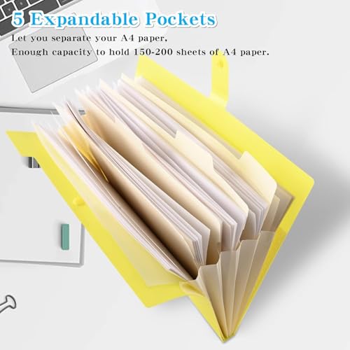 Corslet File Folders for Documents A4 Letter Size, Pack of 4 Certificate File Organiser Document Organizer Bag Expanding File Folder Portable File Organizer for School Office Supplies Document Folder - Image 5