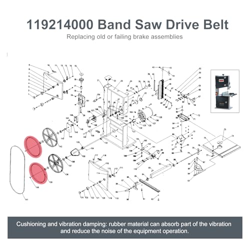 Thaekuns 119214000 Band Saw Drive Belt for Craftsman 10 Inch Band Saw 1/3 HP Motor 1-JL22020003 119.214000 124.214000 351.214000 (Ribbed Belt) -4 Pack - Image 2